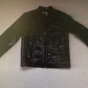 Kids Black Faux Leather Jacket - Brand Unknown